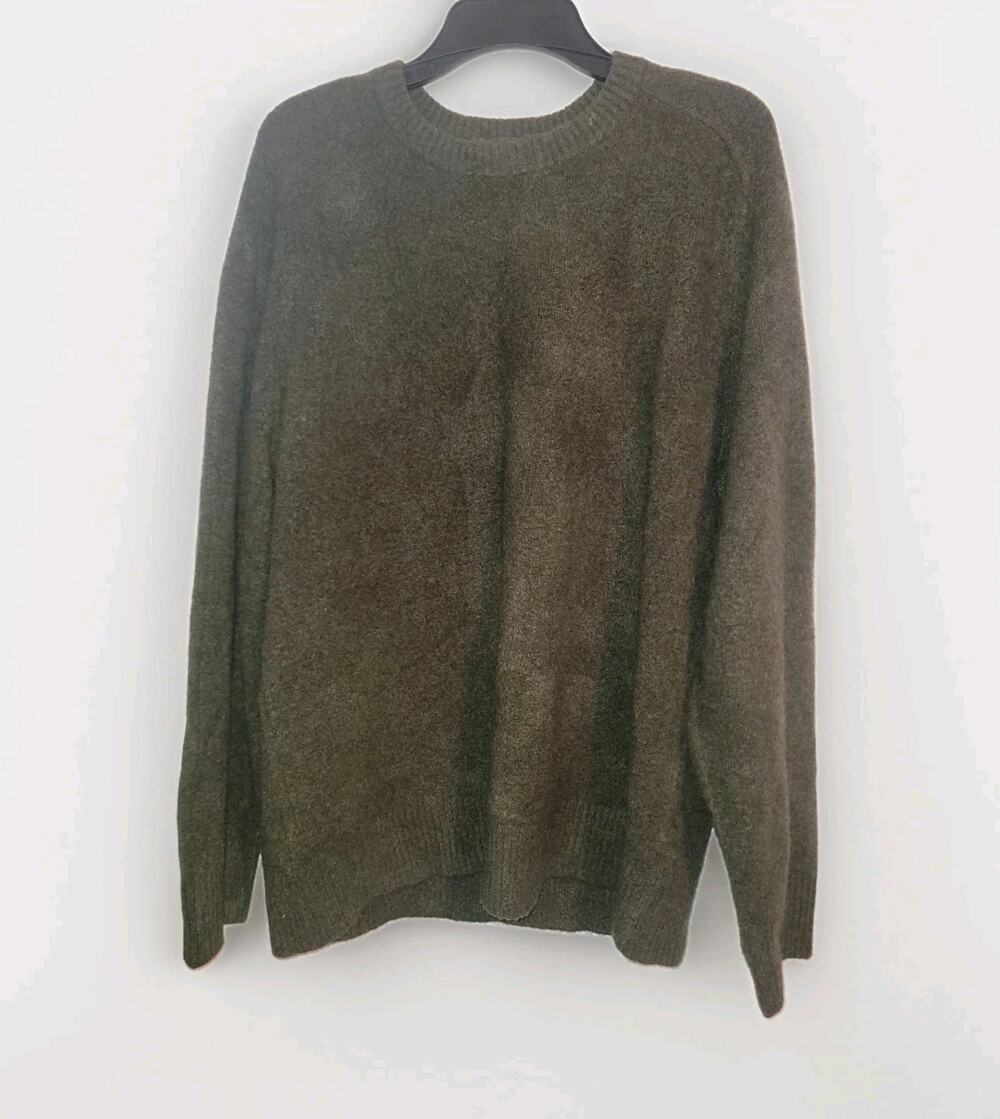 J.Crew Factory Extra Soft Crewneck Sweater Size L Green Preppy Classic Cozy
